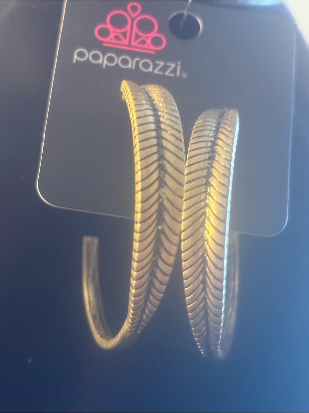 PaparazziAntique Gold Textured Leaf Hoop Earrings - Women's Accessories
